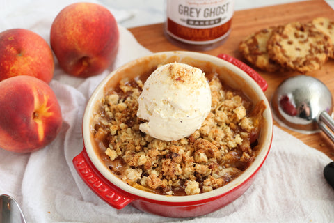 Grey Ghost Bakery Cookie Recipe Peach Crisp with Cinnamon Pecan Crumble