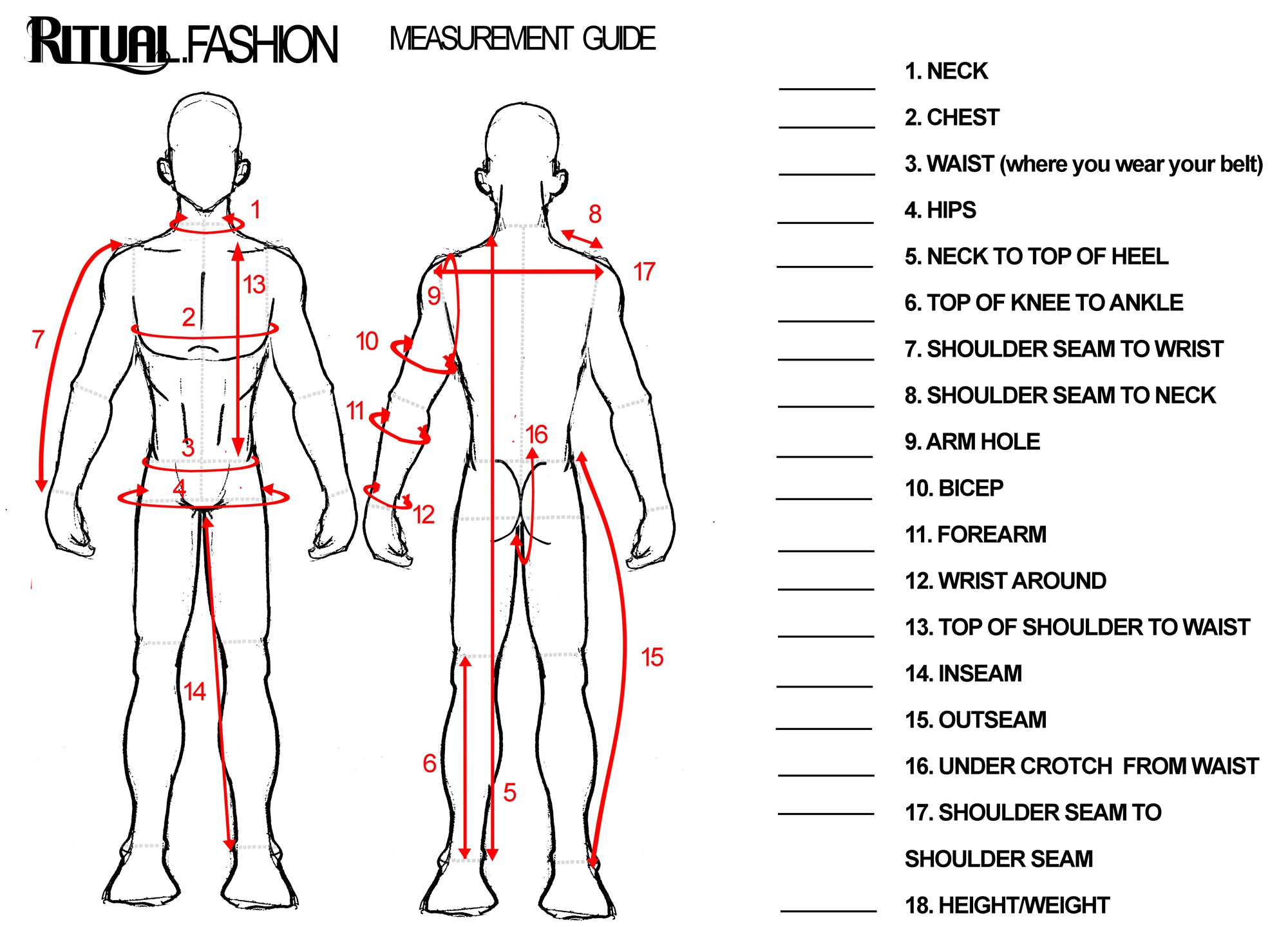 MEN'S BODY MEASUREMENT GUIDE — Michigan Fashion Proto