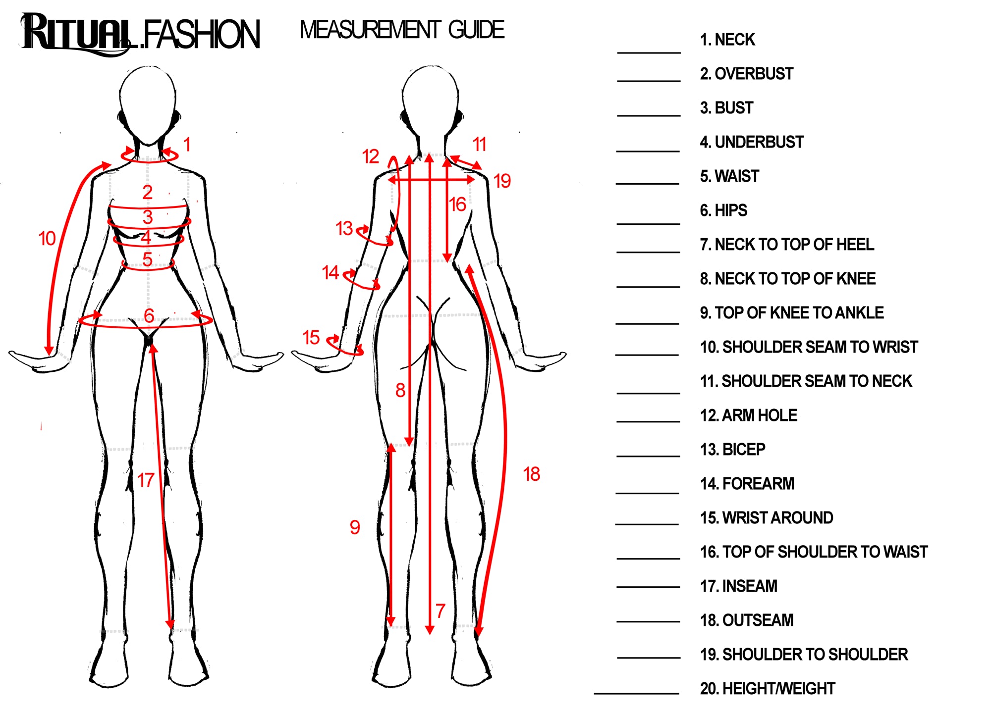 Body Measurement Chart For Tailoring