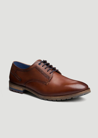 Men's Rugged Leather Oxford in Tan Brown Color