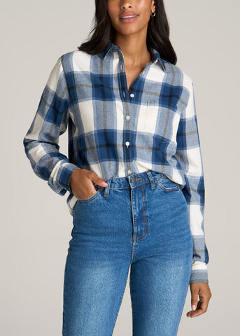 Flannel Button-Up Shirt for Tall Women