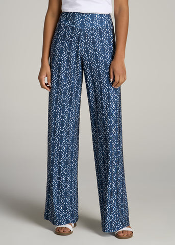 Flat Front Wide Leg Dress Pants for Tall Women in Fawn