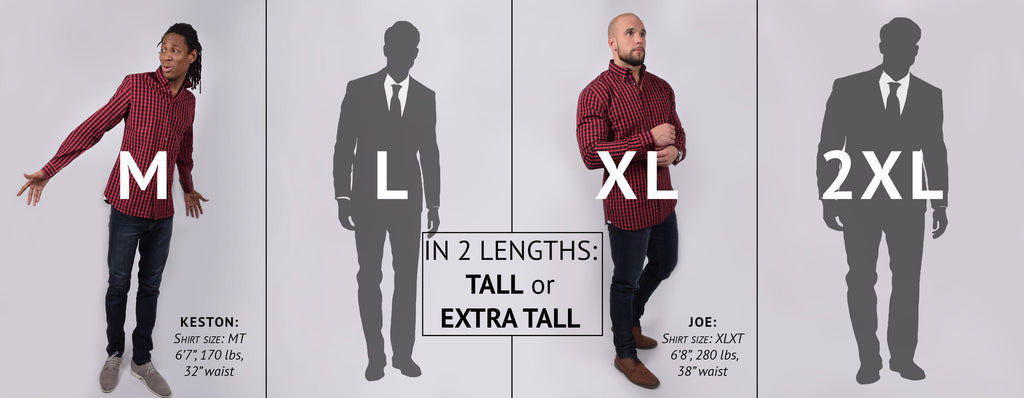 Men's Tall Size Clothing for Guys 6'3 