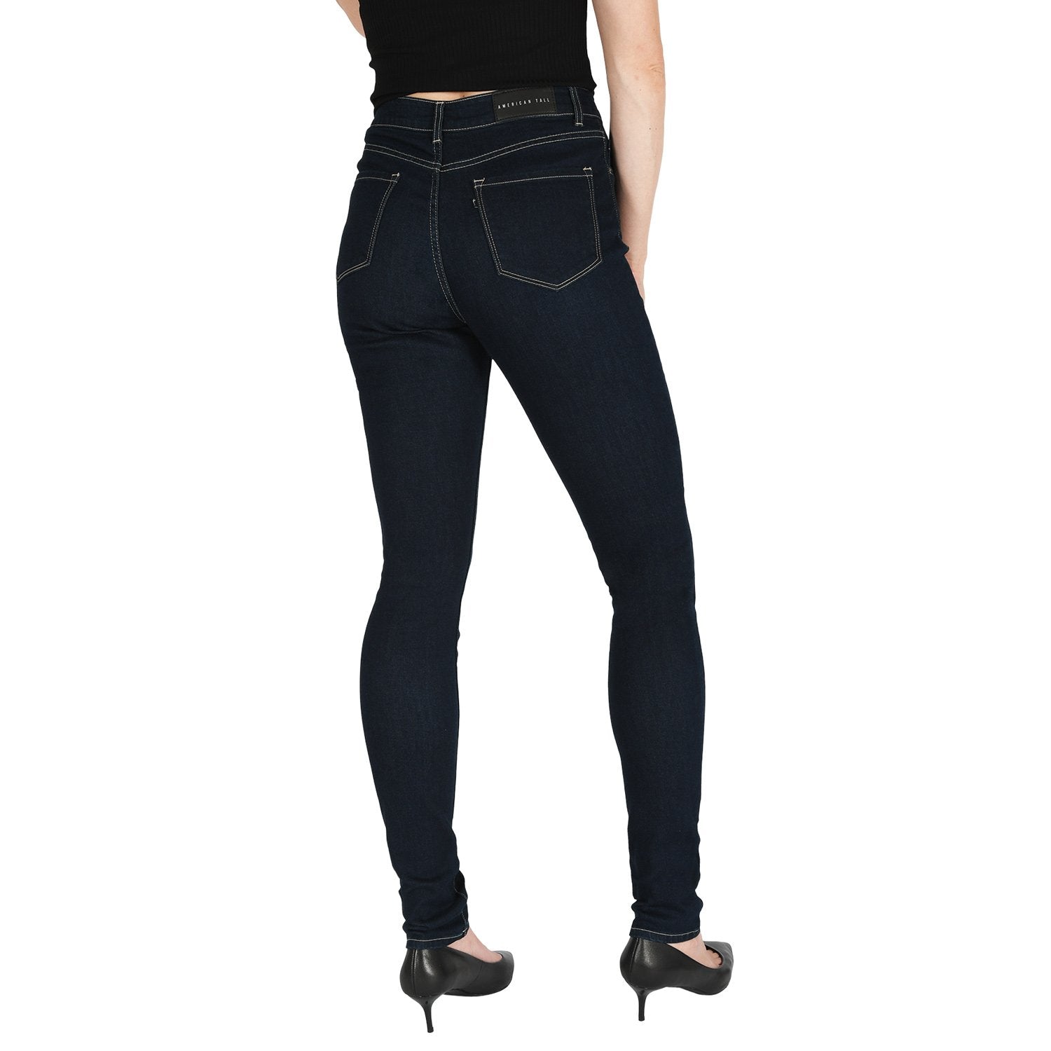 slim dark blue jeans