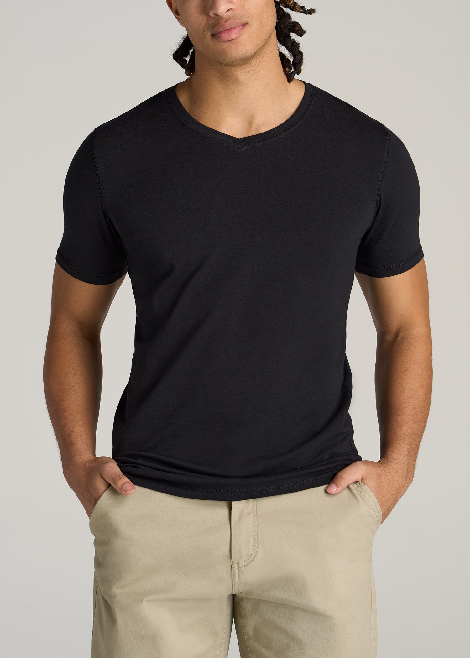 Long Sleeve Slim Fit Shirt: Tall Men's Long Sleeve Black Tee