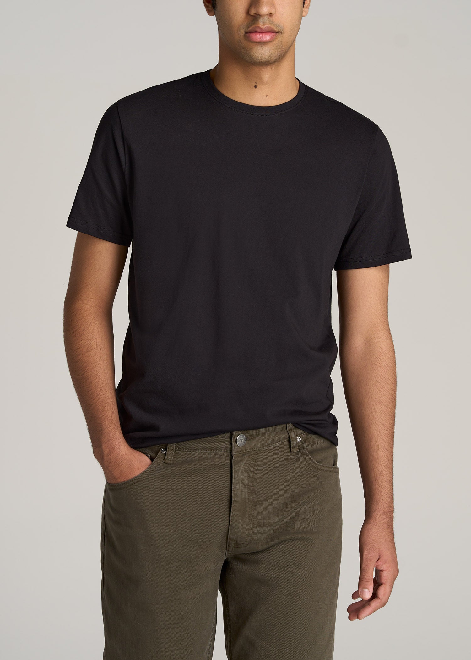 The Essential SLIM-FIT Crewneck Men's Tall Tees in Charcoal Mix