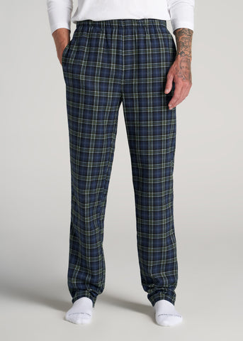 Plaid Pajama Pants for Tall Men in Navy and Grey Plaid