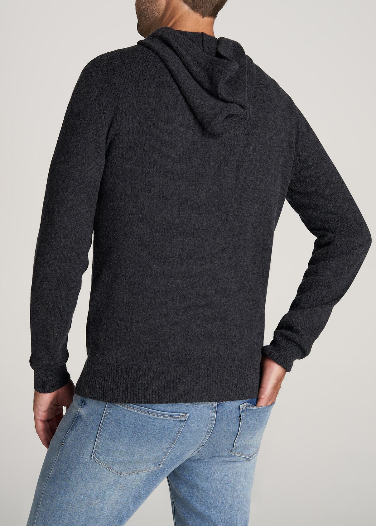 Men's Tall Hooded Sweater Merino in Charcoal | American Tall