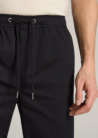 Stretch Twill Pull-On Shorts for Tall Men in Chambray