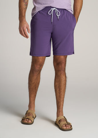 Stretch Twill Pull-On Shorts for Tall Men in Canyon Red