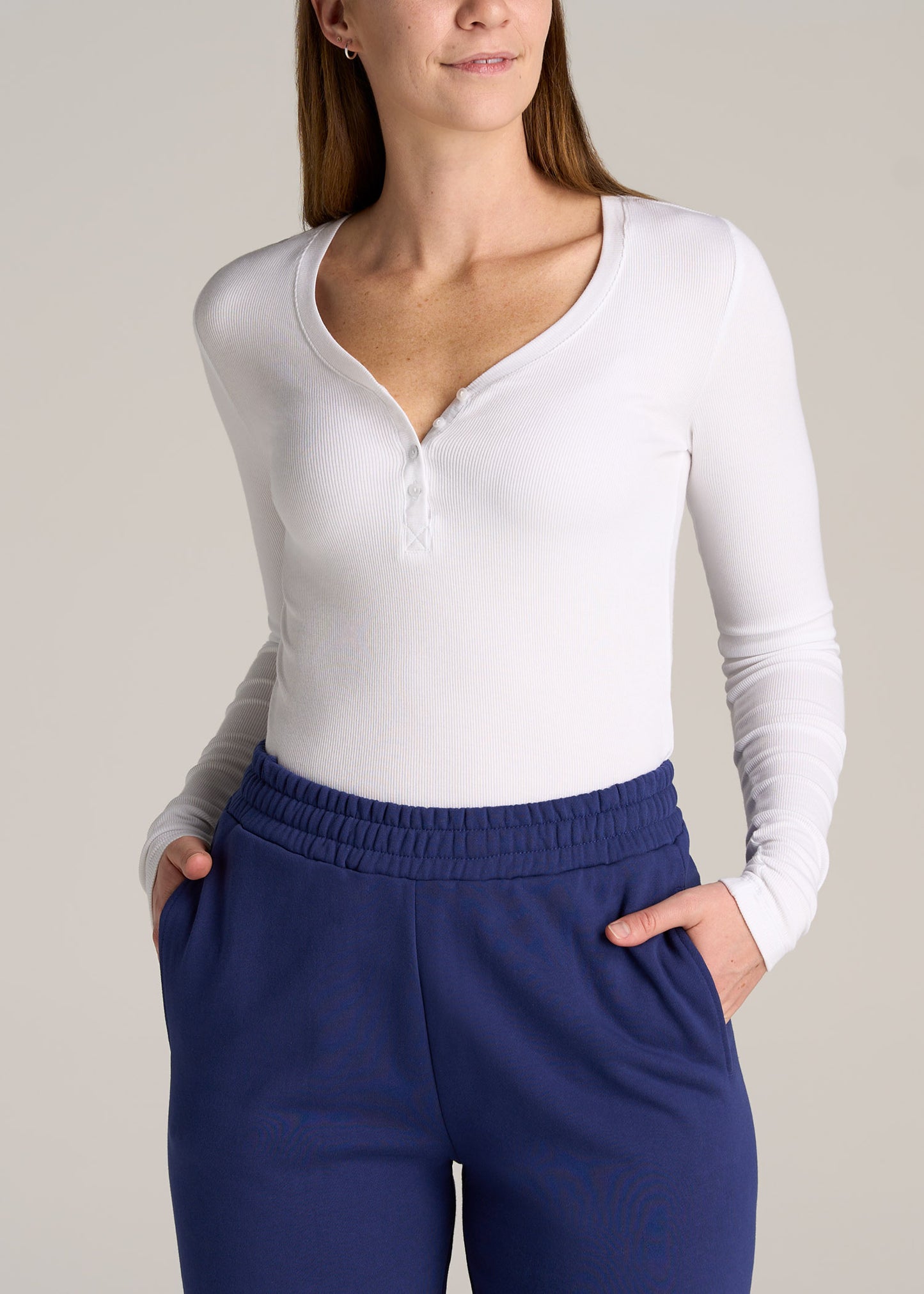 ennoy LONG SLEEVE HEM RIB TEE WHITE-