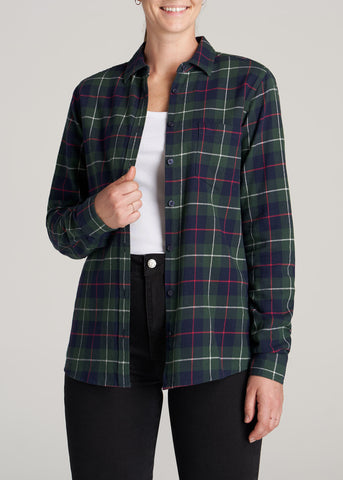 LJ&S Men's Tall Heavy Flannel Shirt in Army Plaid-Black & Surplus