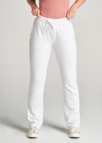 Open-Bottom Waffle Lounge Pants for Tall Women in White Alyssum