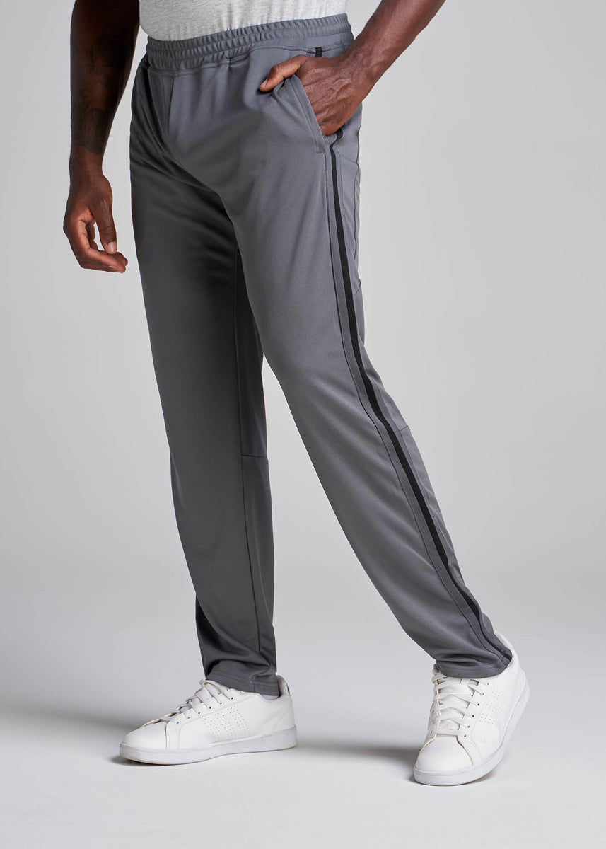 Men's Tall Athletic Stripe Pants in Grey-Black Stripe