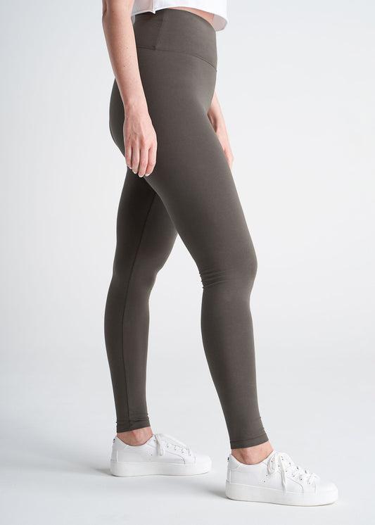 American_Tall_Womens_Cotton_Leggings_Fern_Green_Side