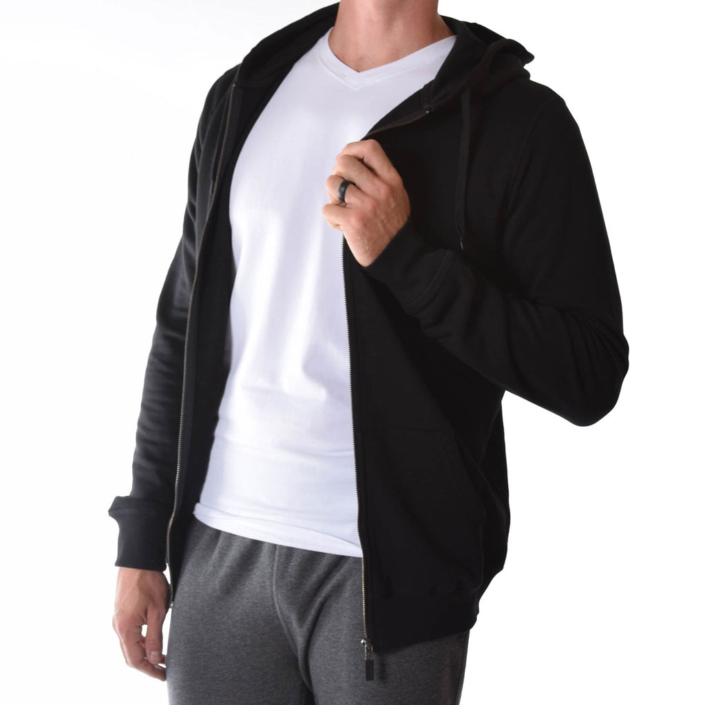 black sweatshirt with zipper