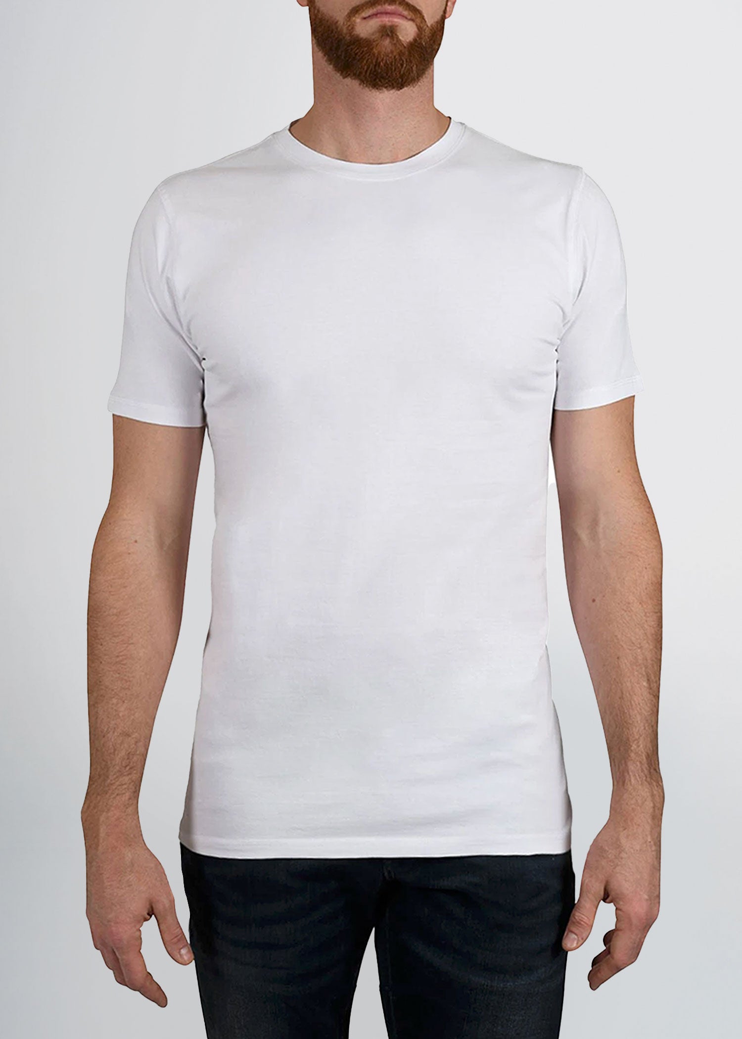 Fitted Men's Crew Neck Tees in White 