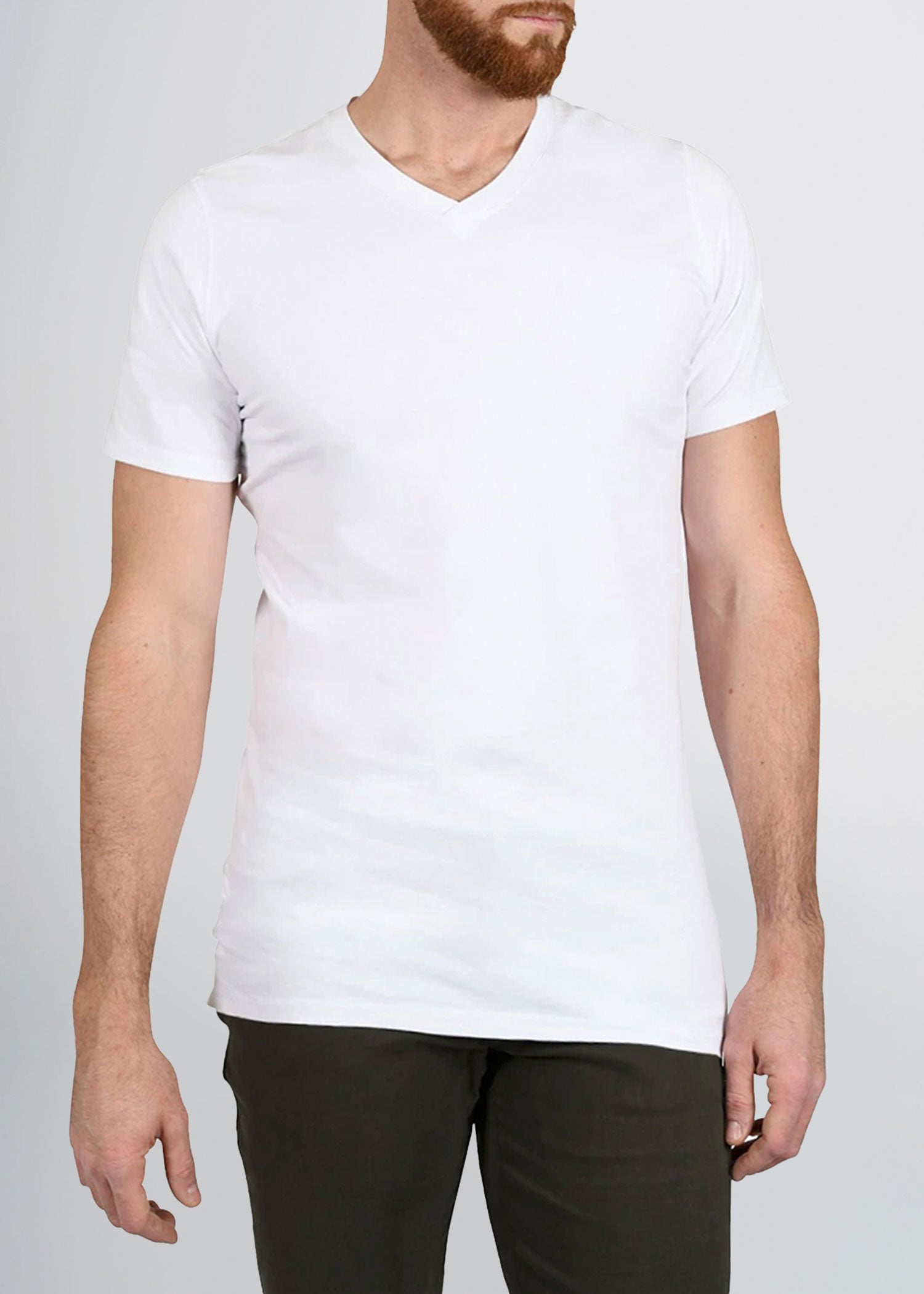 Slim Fit Men's V Neck T Shirts in White | Tall