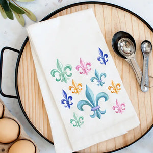 Mosaic Fleur De Lis Kitchen Towel - NOLA T-Shirt of the Month Club - Fleur De Lis Bedding