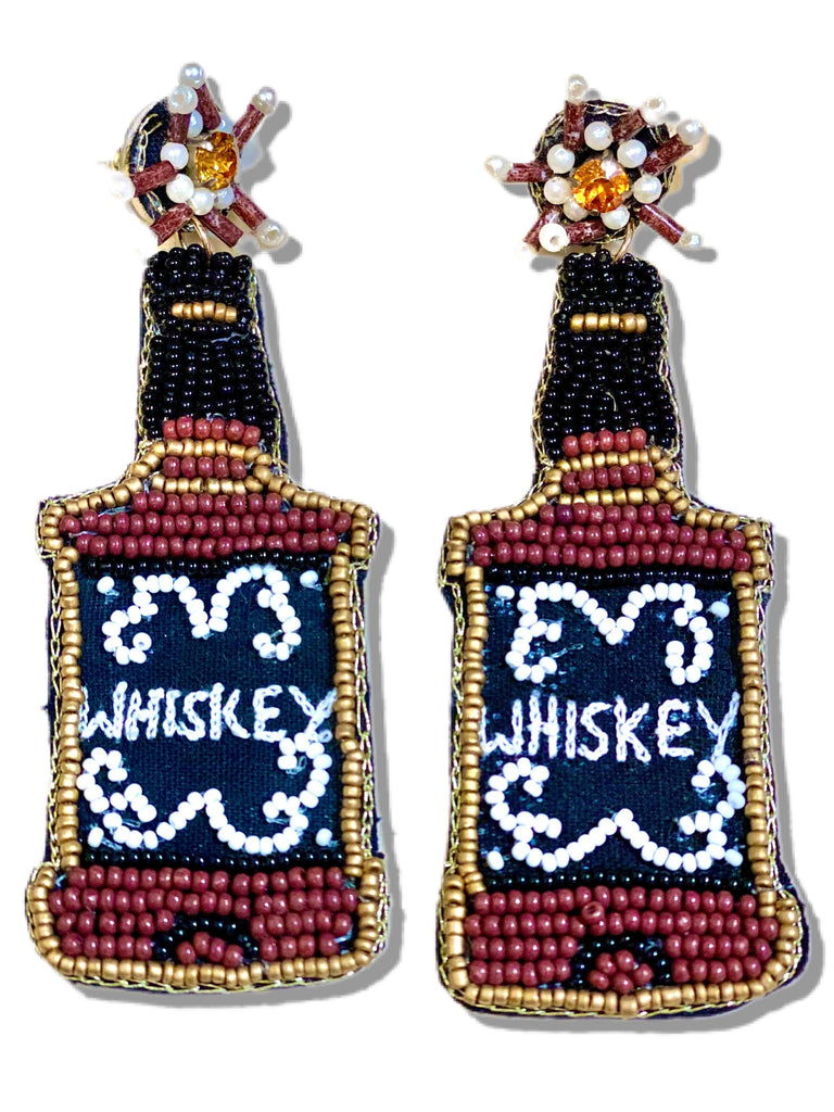 Whiskey Beaded Earrings | New Orleans Graphic Fashion Tees and Gifts