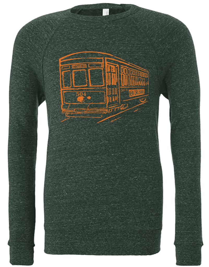 Streetcar Unisex Sponge Crewneck | New Orleans Graphic Fashion and Gifts