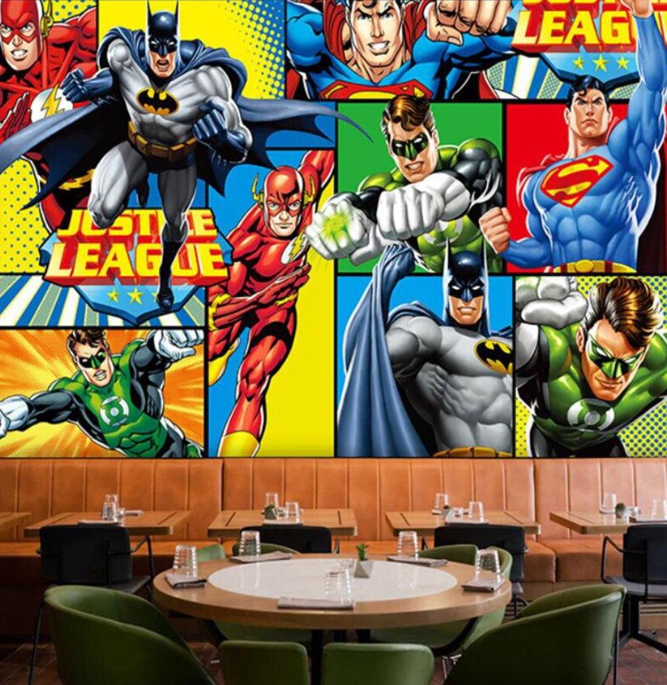 DC Comics Justice League Batman Flash Superman Wall Mural for Kids –  