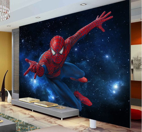 3D Spiderman Cartoon Wallpaper for Kids Room Stereoscopic Wall Mural –  