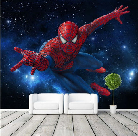  3D  Spiderman  Cartoon Wallpaper  for Kids Room Stereoscopic 