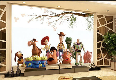 Toy Story Buzz Sheriff Woody Slinky Dog Aliens Rex Wallpaper Mural Beddingandbeyond Club