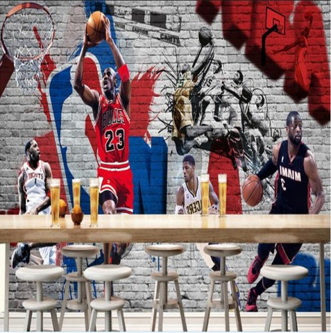 3D NBA Jordan and Other Basketball Players Wallpaper Home or Business