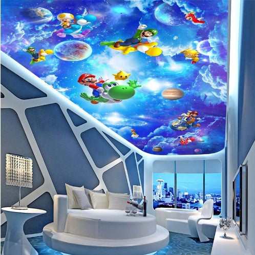 Super Mario Cartoon Ceiling Sky Wallpaper For Kids Room