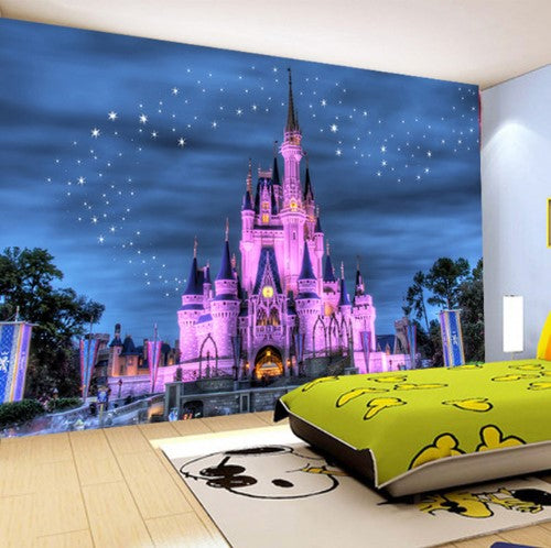3d Pink Cartoon Fantasy Castle With Starry Sky Background Wallpaper –  