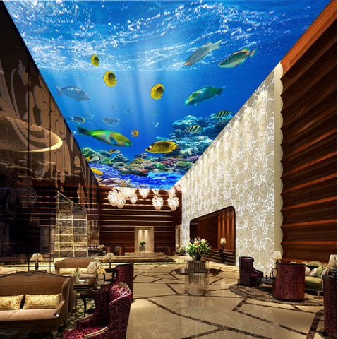 Hd Tropical Fish Undersea Ceiling Mural Custom Marine Life Wallpaper