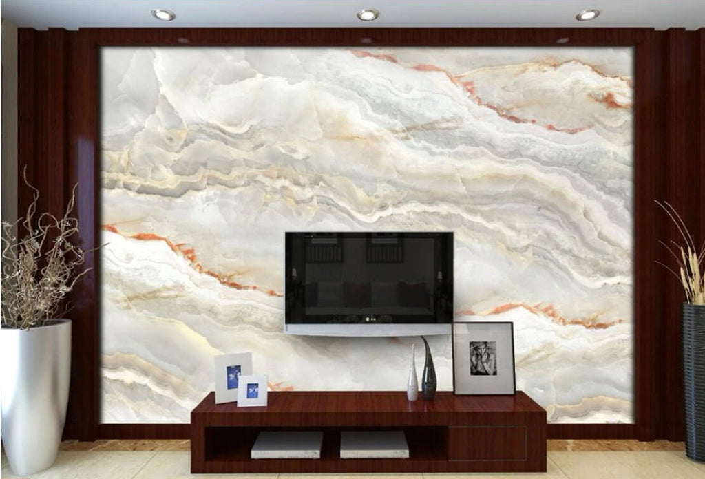 Simulated White Marble Design Wallpaper Mural for Home or Business –  