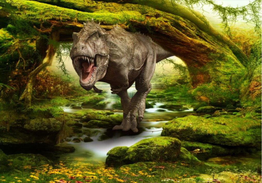 Fierce T-Rex Dinosaur 3D Forest Wallpaper Realistic Design Wall Mural –  