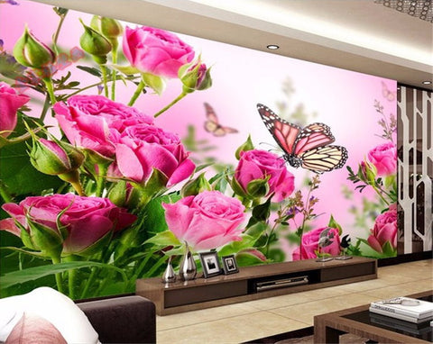 3d Wallpaper Butterflies Flower Wallpaper For Walls