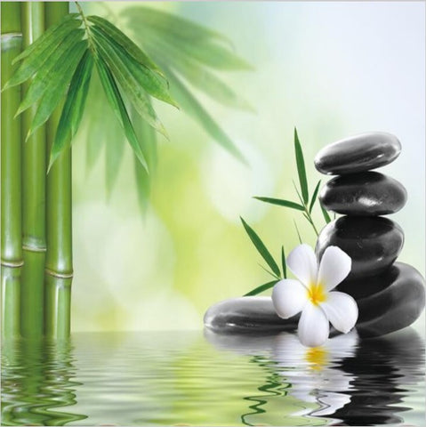 3d Bamboo Water Zen Stones Wallpaper For Home Or Business Custom Mural Beddingandbeyond Club
