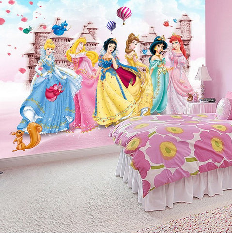 Custom Photo Cartoon Princesses 3d Wallpaper Castle Mural