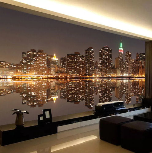 3d New York City Night Lights Wallpaper Mural For Home Or Business Beddingandbeyond Club