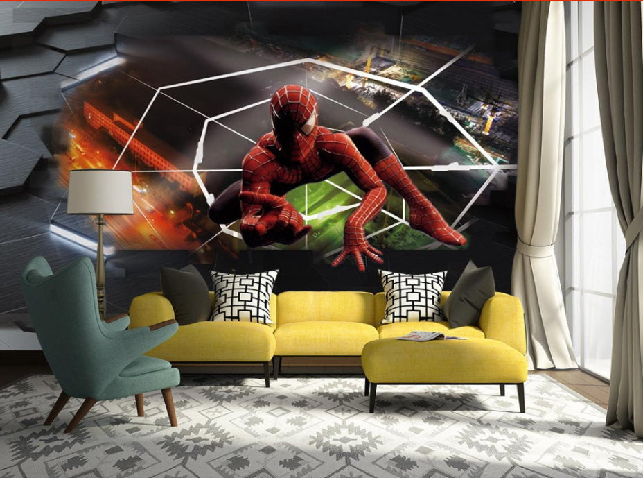 Spiderman 3D Photo Design Wallpaper Avenger Mural for Children's Room –  