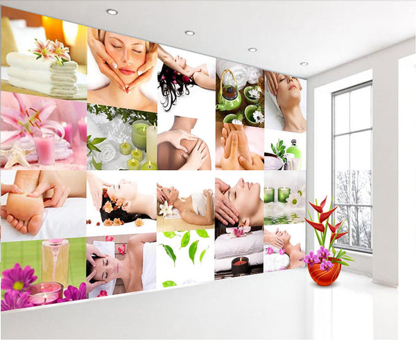 Massage Therapy Photo Images Collage Wallpaper Mural for Health Spas –  