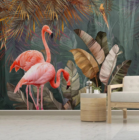 pink flamingos tropical wallpaper