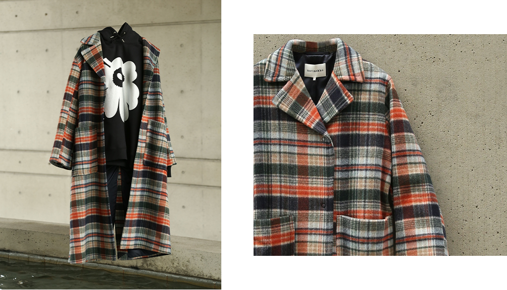 Marimekko Plaid Wool Jacket and Kioski Hooded Sweatshirt