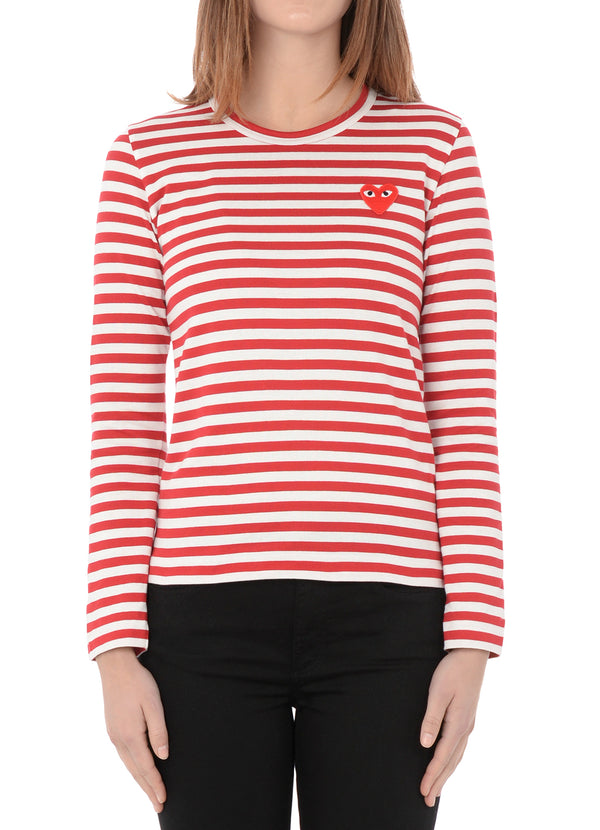 comme des garcons red striped shirt