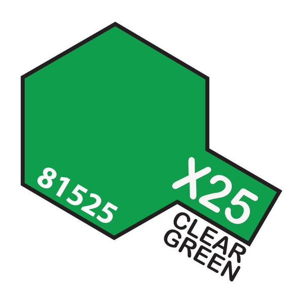 Acrylic Mini X-25 Clear Green 10Ml Bottle / Tamiya USA