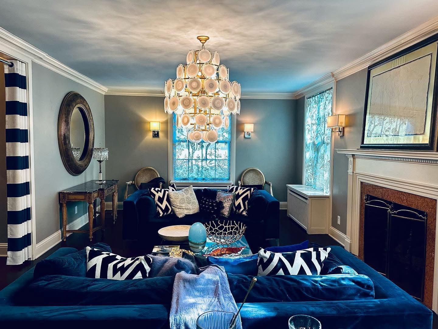 “Close-up of Paradiso textile panels and original architectural blueprints, part of a sophisticated Southern interior.”
