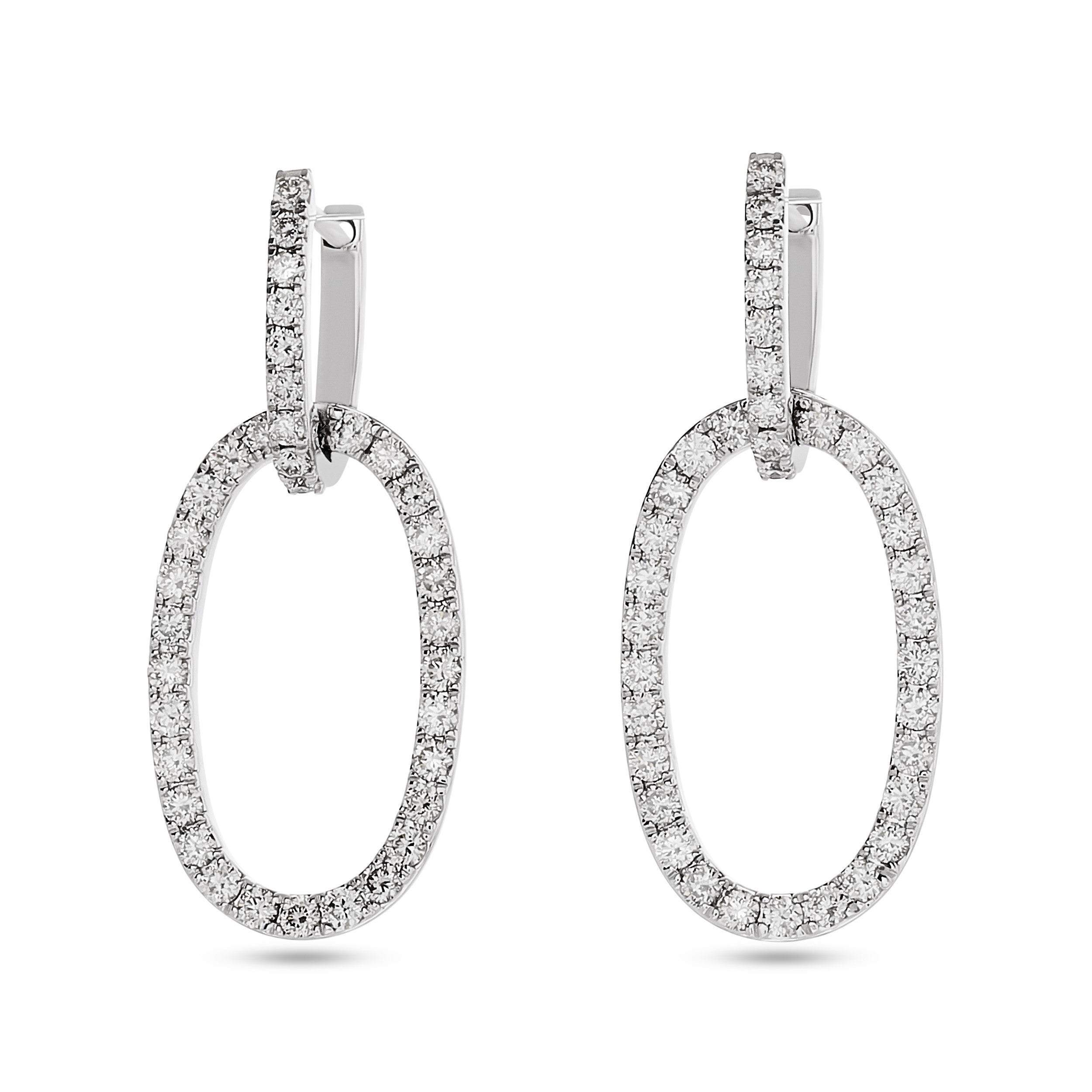 14K White Gold Round Diamond Loop Earrings – MB Altman Jewelry