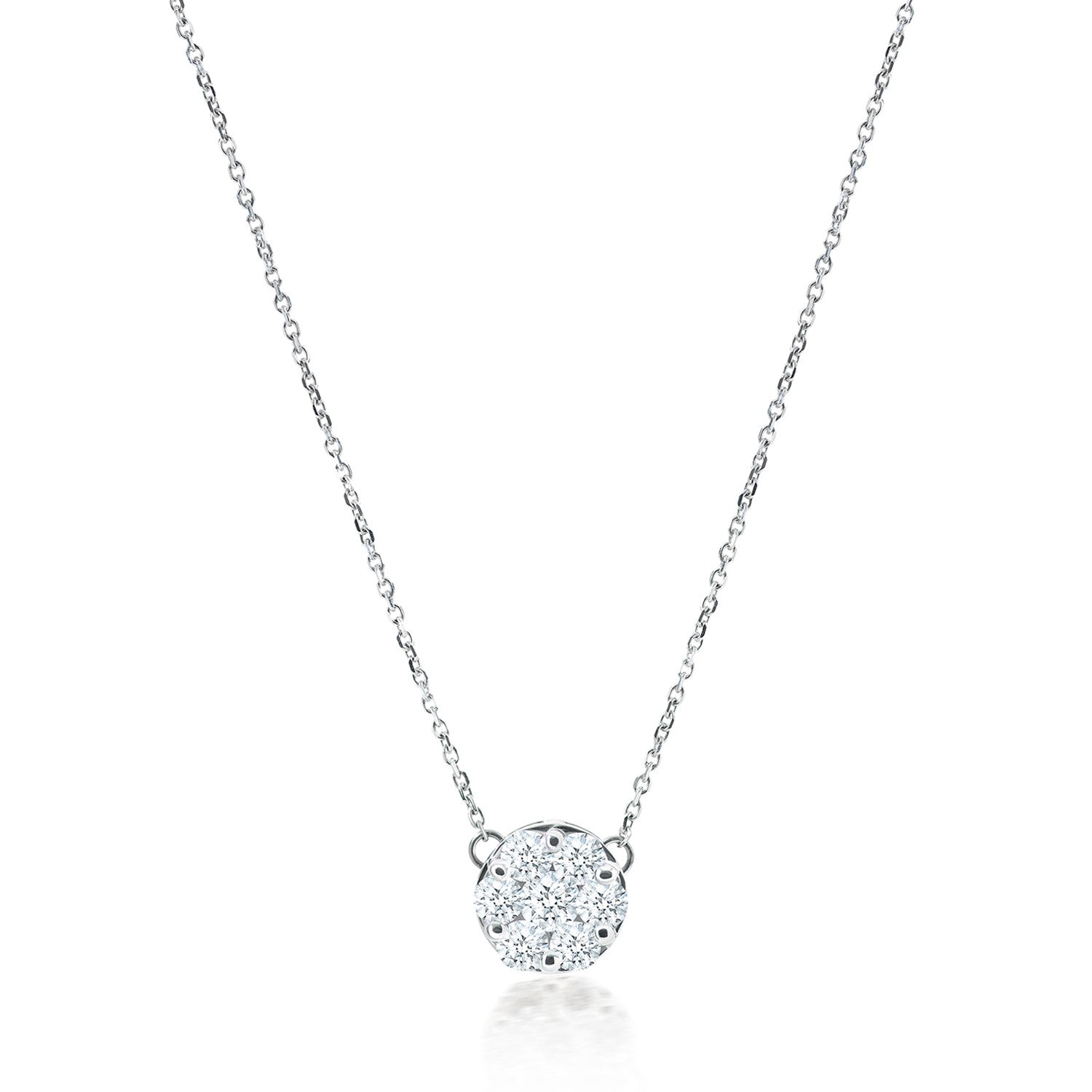 14k White Gold Diamond Cluster Illusion Necklace (1ct. t.w.)