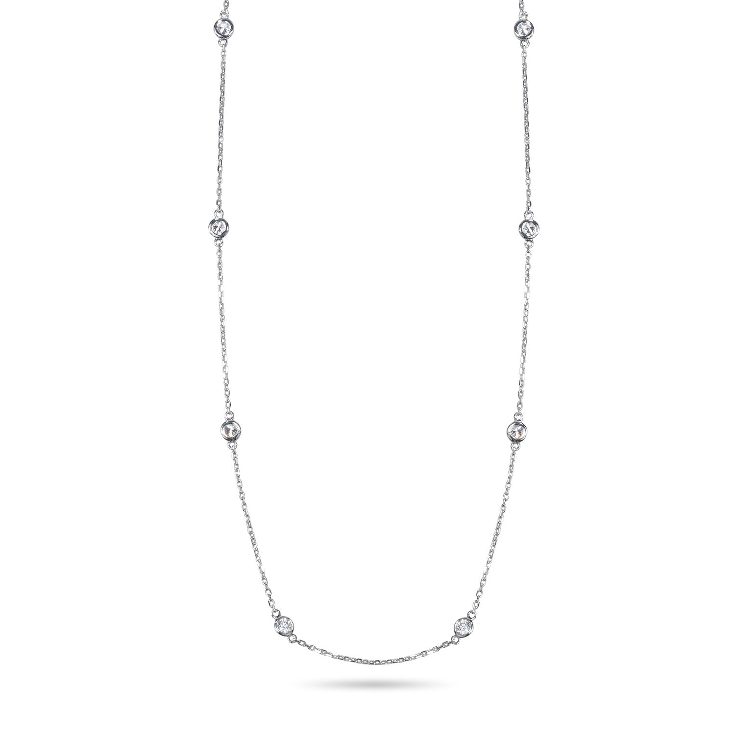 14k White Gold Diamond By the Yard Necklace