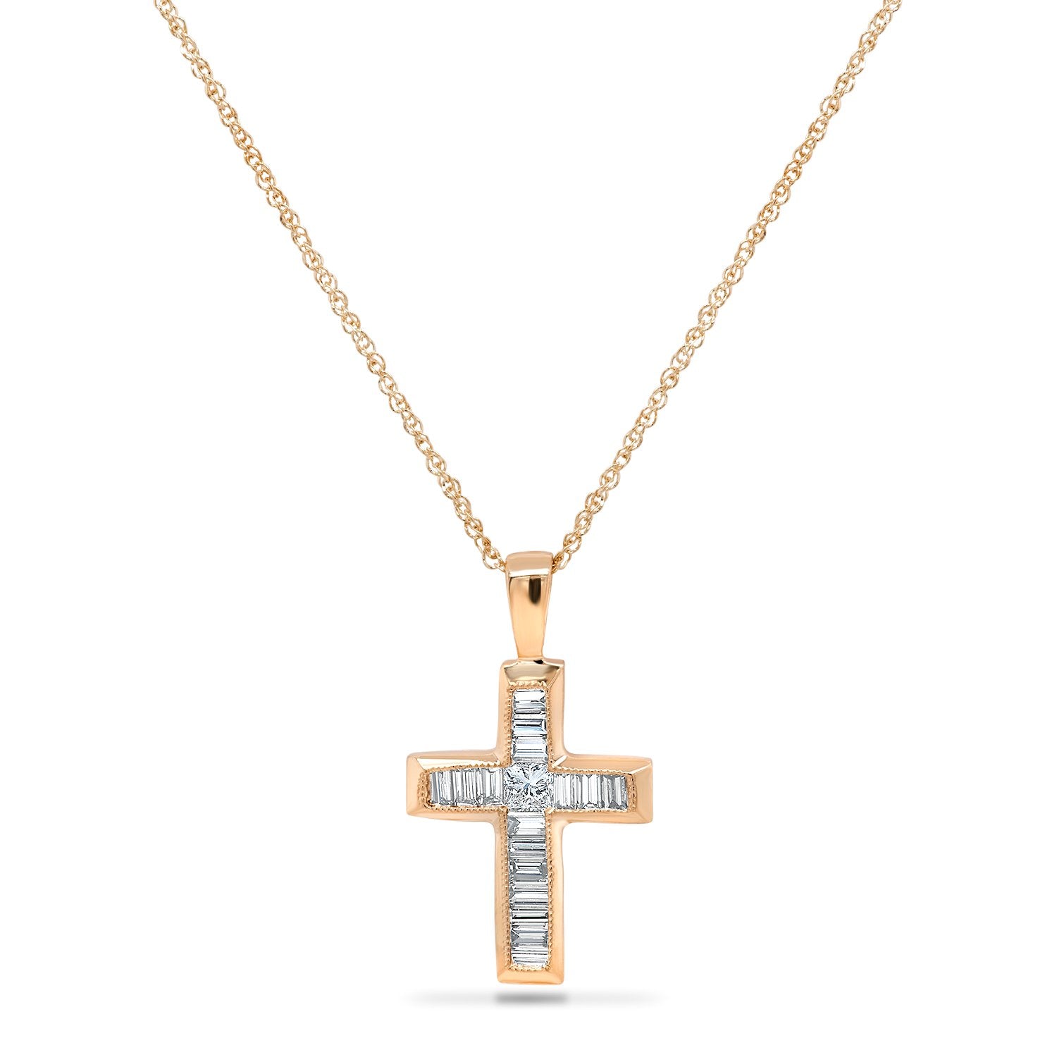 Diamond Cross Necklace 2 ct tw Round-cut 14K White Gold | Jared